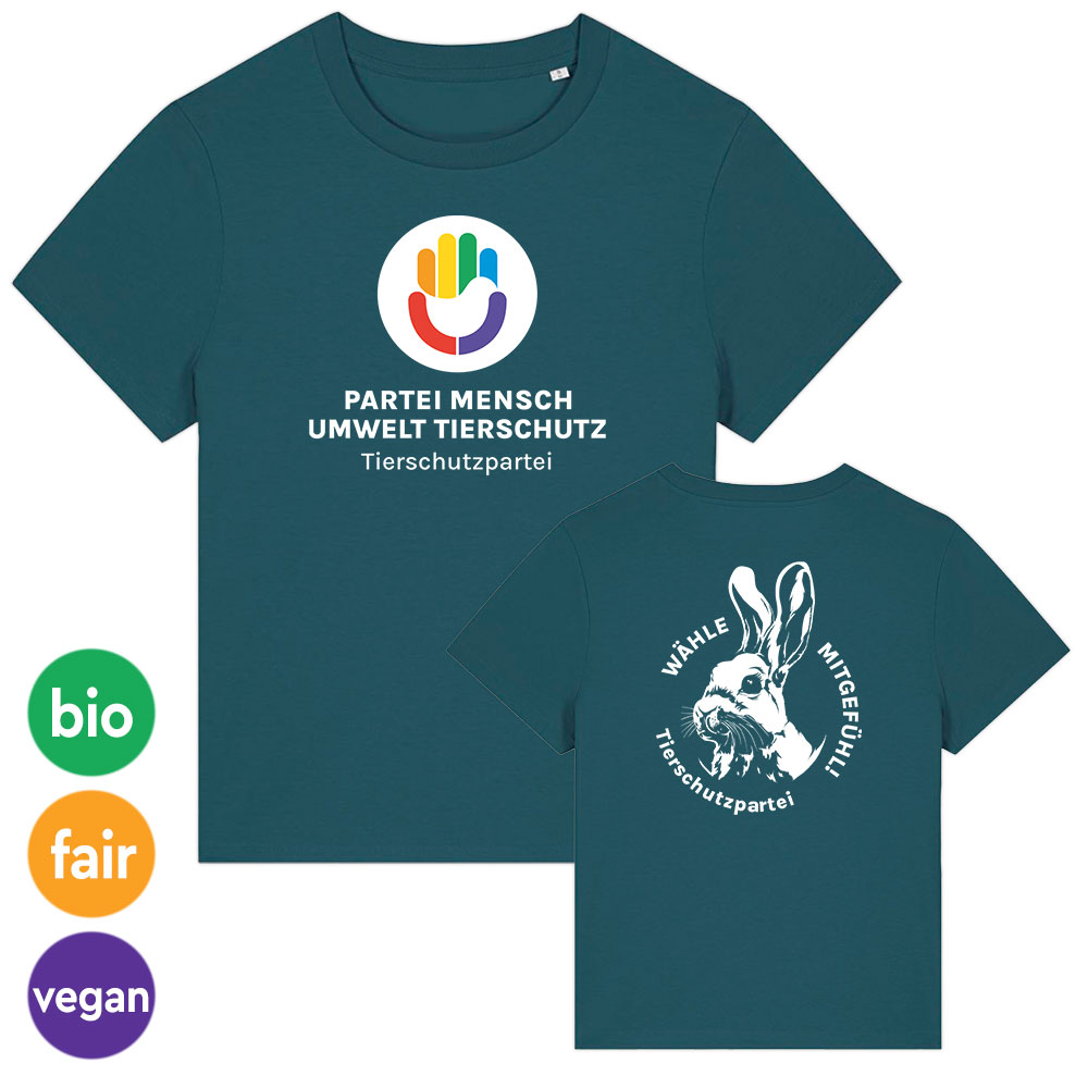 T-Shirt »Logo + Hase« femininer Schnitt XS petrol