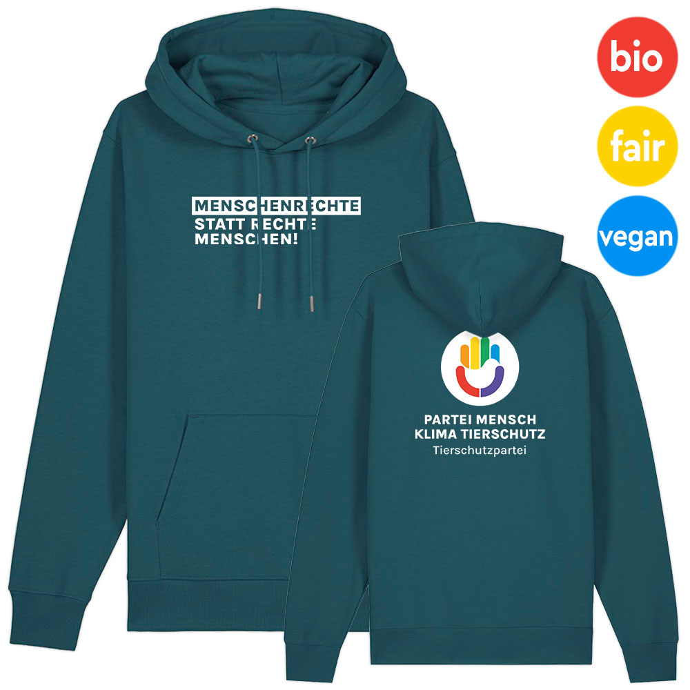 Hoodie »Menschenrechte« XS petrol weiß