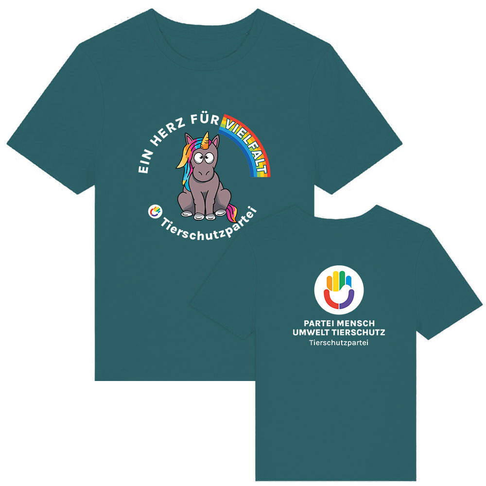 T-Shirt »Einhorn Vielfalt« femininer Schnitt XS petrol