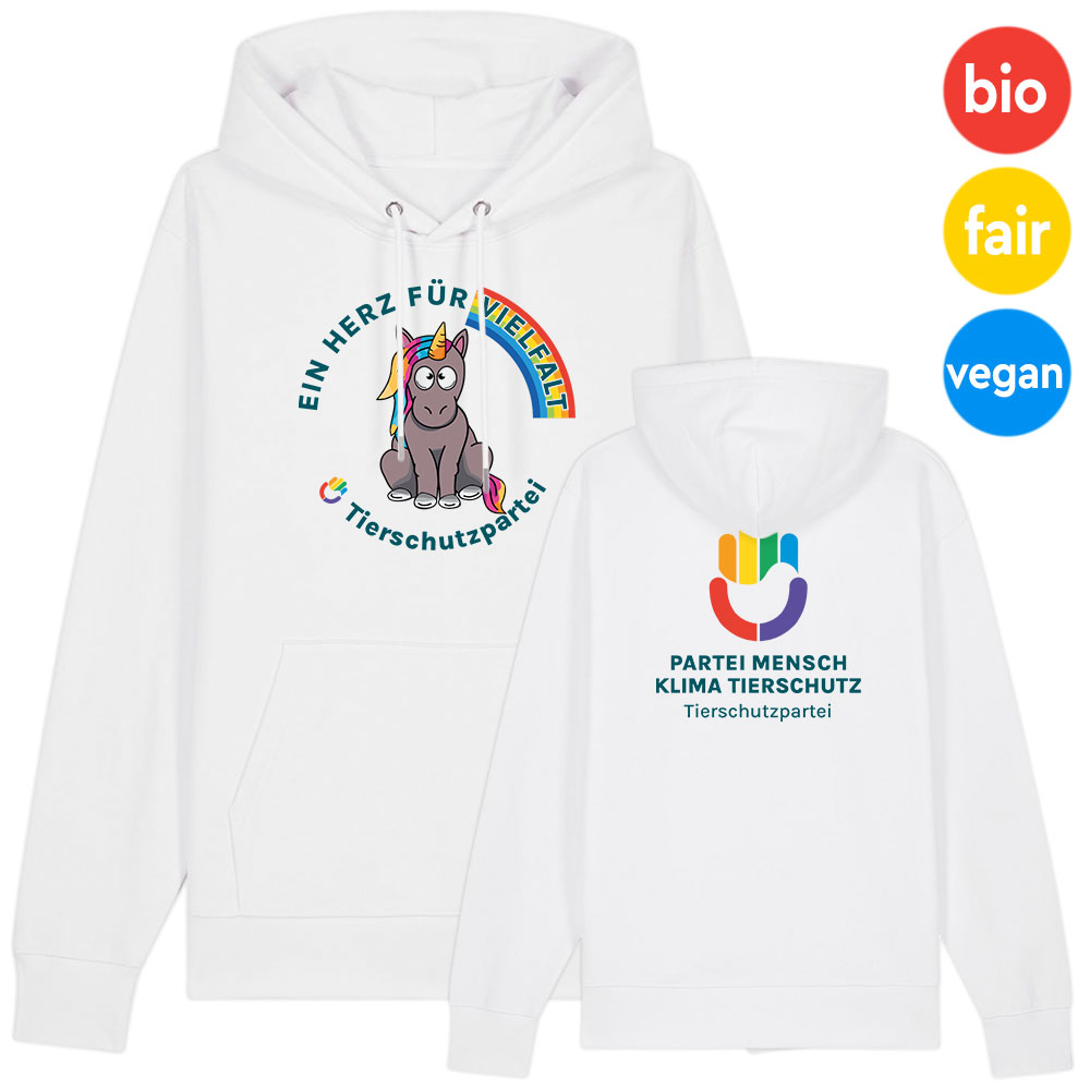 Hoodie »Einhorn Vielfalt« L weiß (altes Logo)