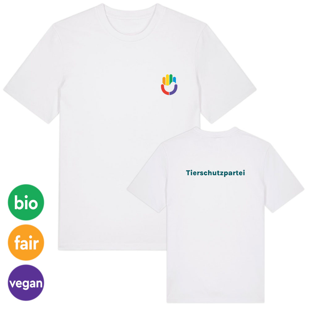 T-Shirt »Signet + Tierschutzpartei« S weiß (altes Logo)