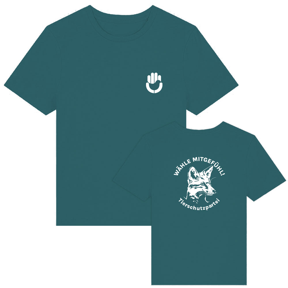 T-Shirt »Signet + Fuchs« femininer Schnitt XS petrol weiß
